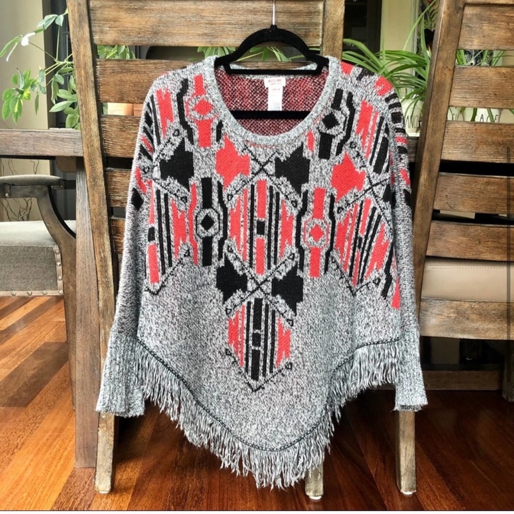 Mossimo | Knit Poncho with Fringe